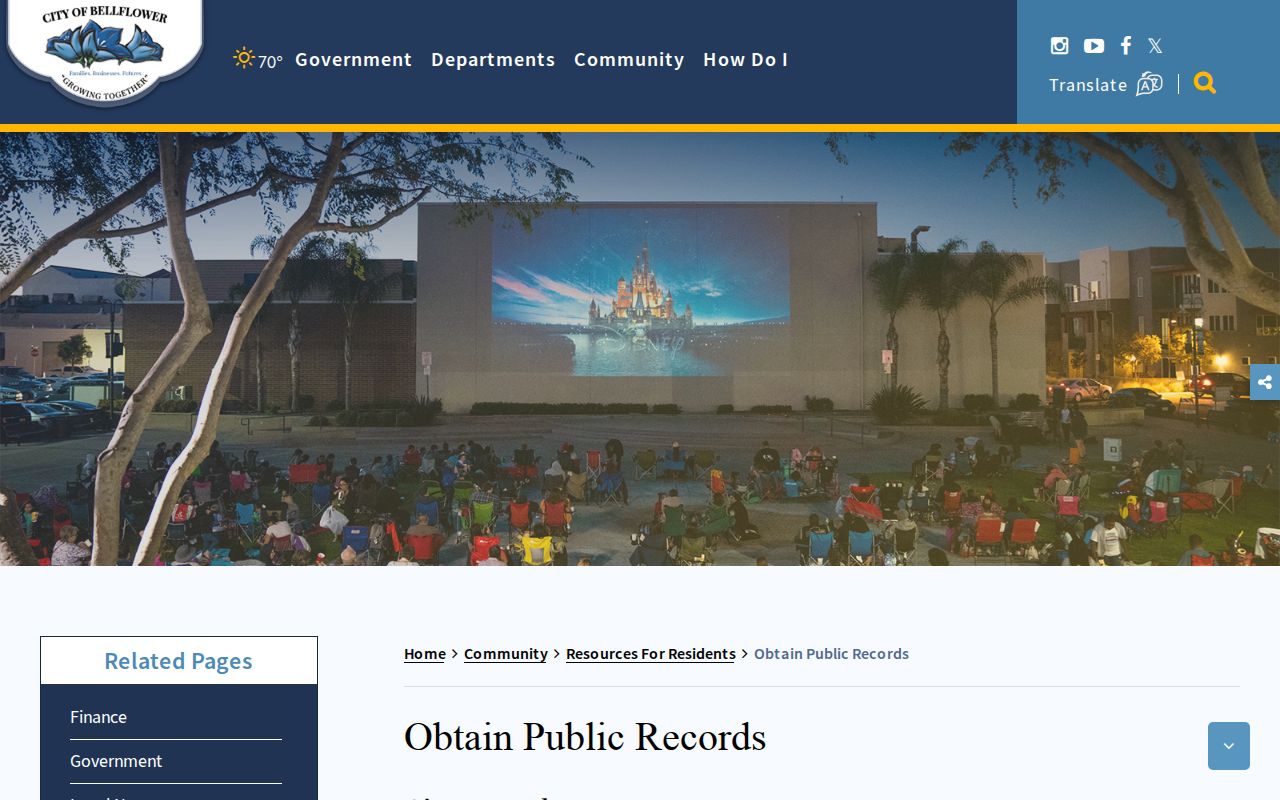 Bellflower people search using the city public records page