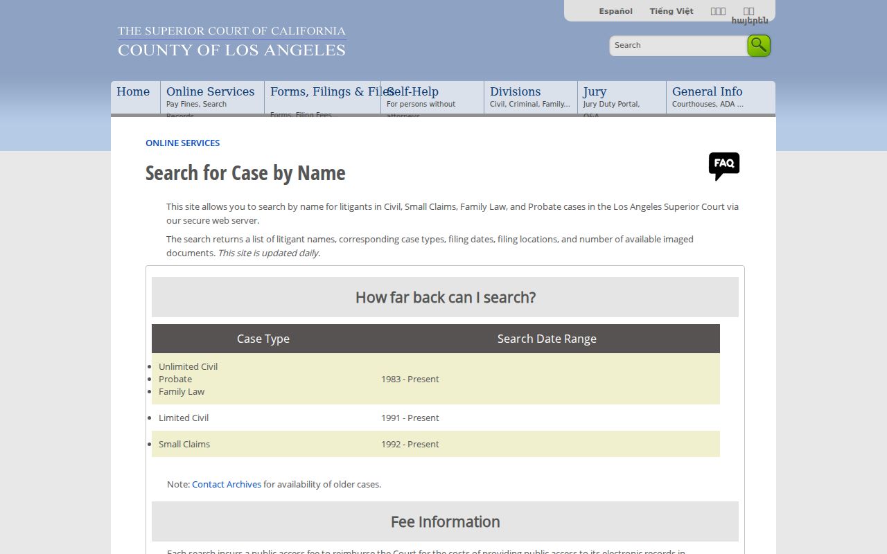 Bellflower people search with LASC civil name search