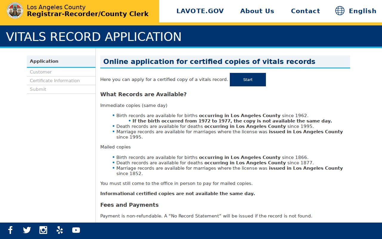 Bellflower public records vital records application